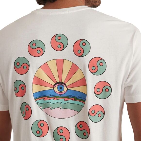 Marine Layer Signature Crew Graphic Print Tee in Natural T-shirt Boho Mens Sz S - Picture 1 of 12